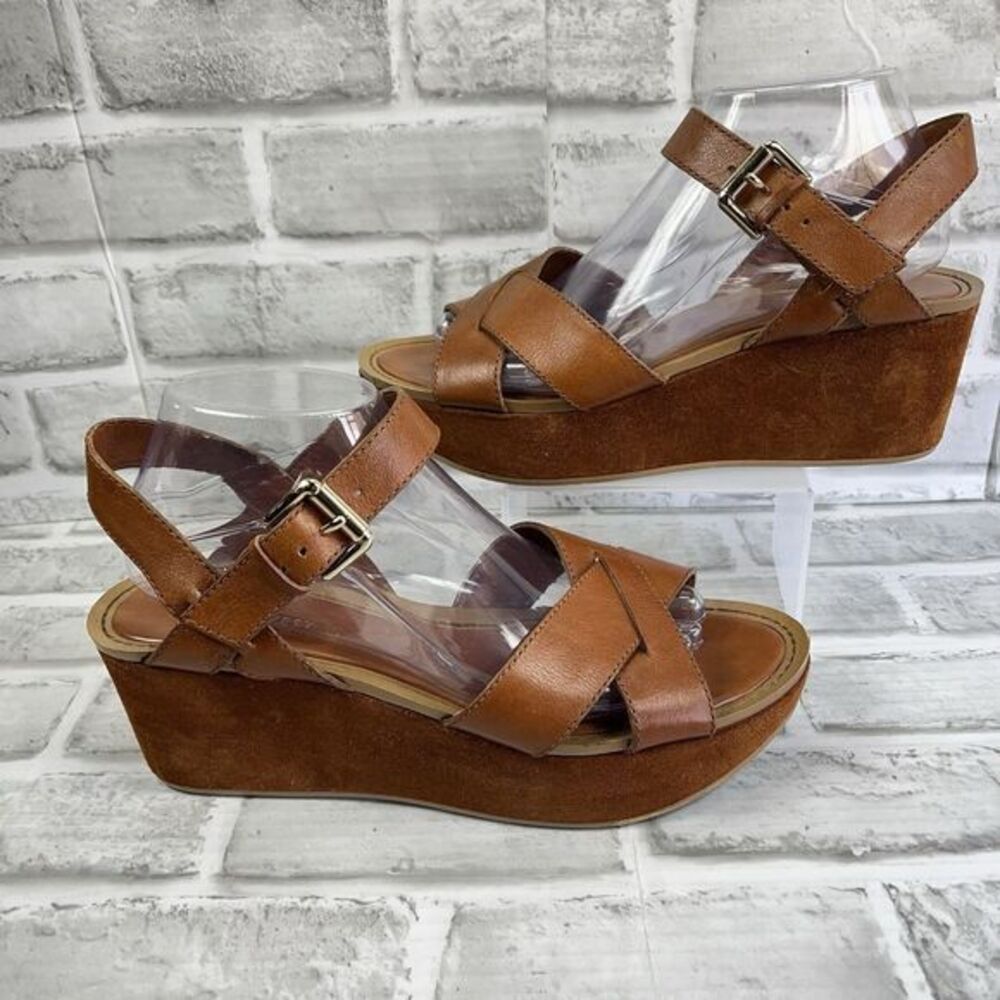 Nine West Payal Women's 9.5 Brown Leather Chunky Platform Y2K Vintage Sandals